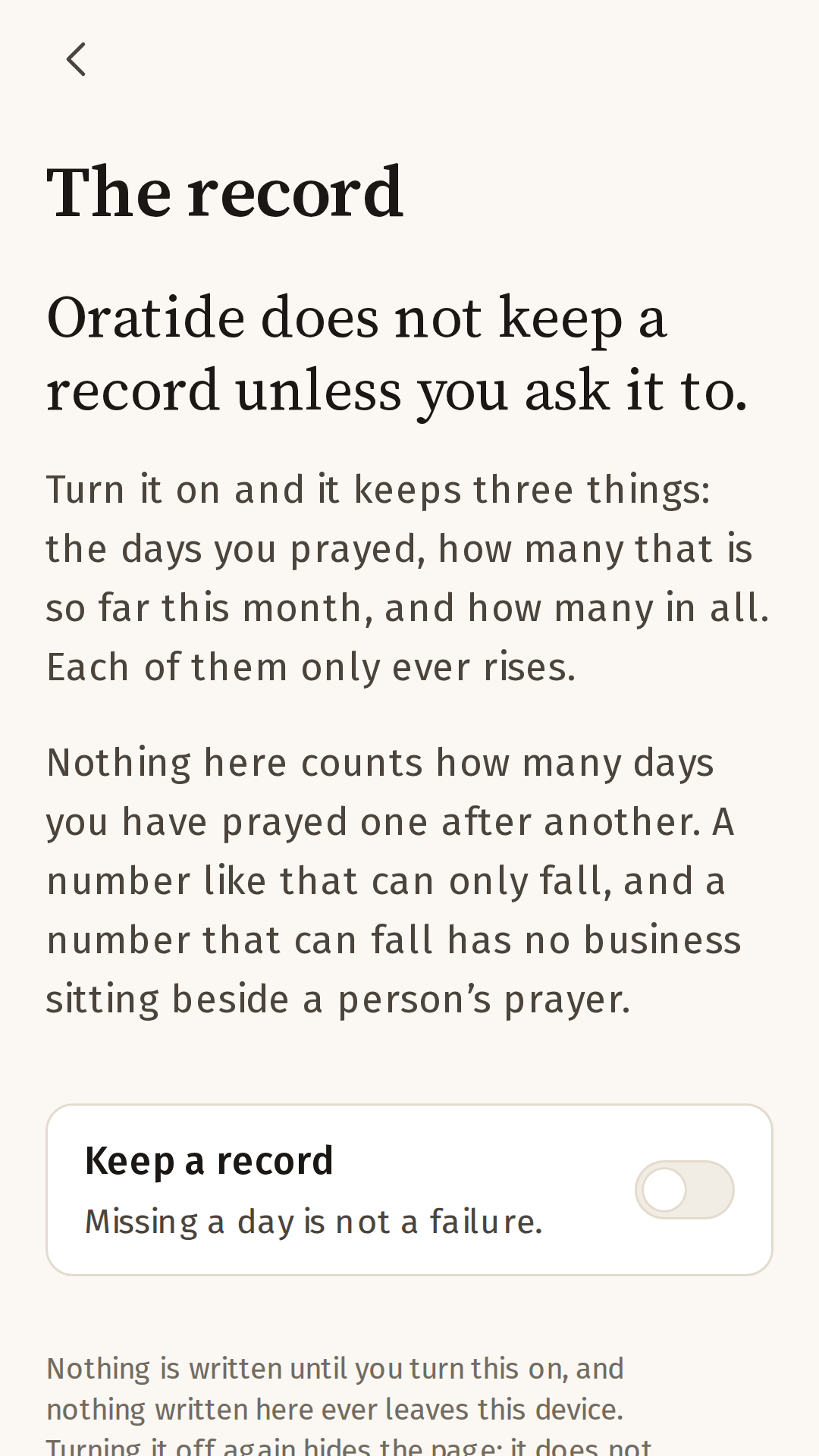 Oratide: A record, not a scoreboard.